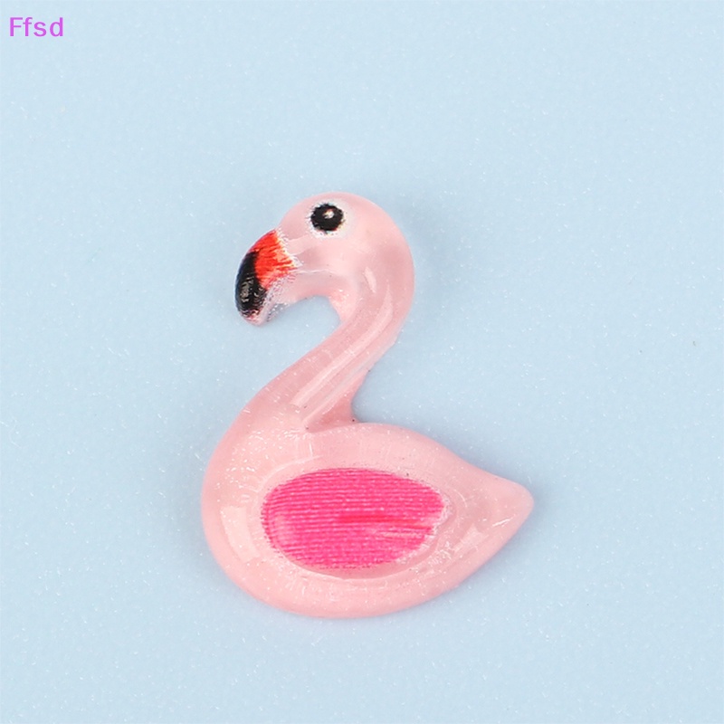 Bộ 10 Đồ trang trí Chim Hồng Hạc Hoạt Hình Mini Kích Thước 10 * 13mm Bằng Nhựa Resin Dùng Làm Trang Sức