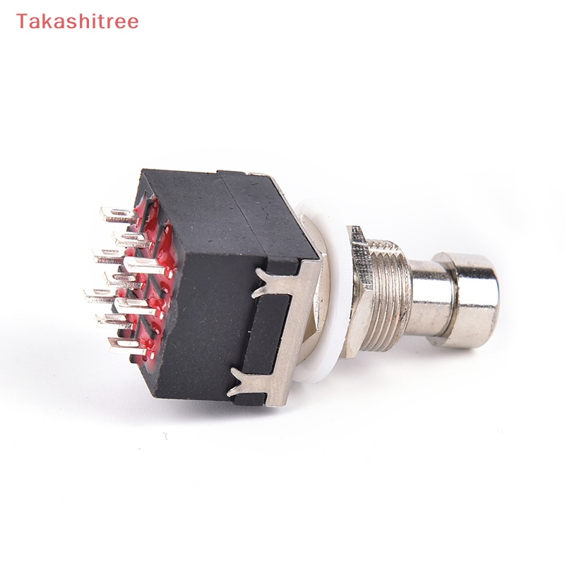 1x 9-pin 3PDT Công Tắc Bàn Đạp Hiệu Ứng Đàn Guitar Bằng Kim Loại Màu Đen