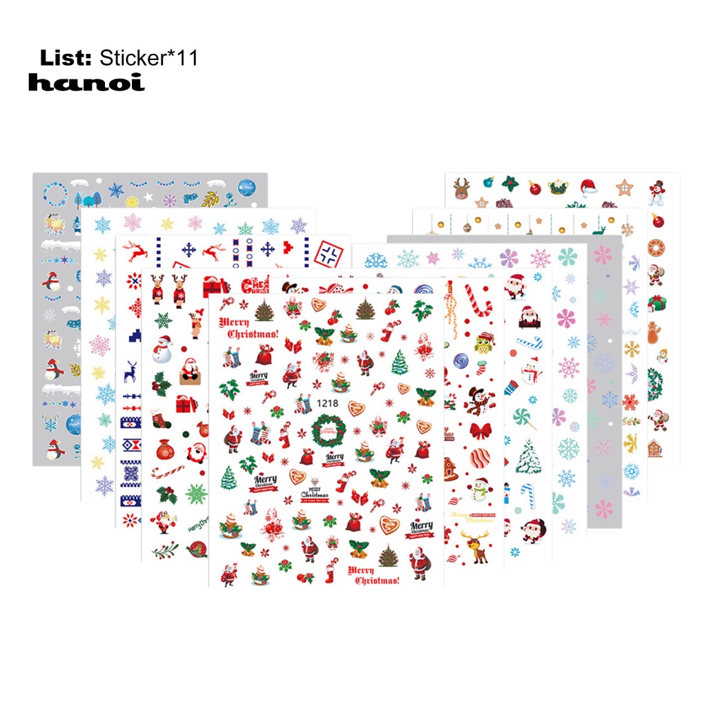 Set 11 Hình Dán Móng Tay Họa Tiết Bông Tuyết 3D DIY