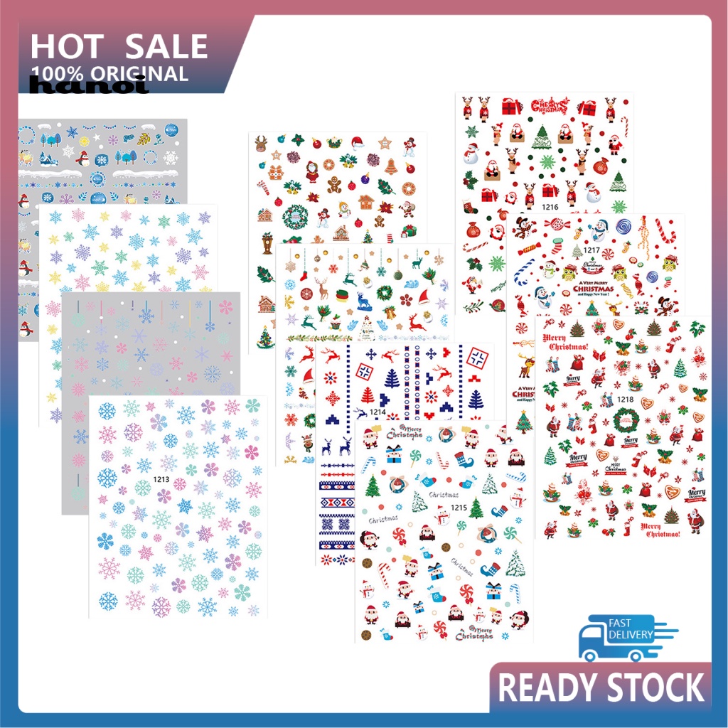 Set 11 Hình Dán Móng Tay Họa Tiết Bông Tuyết 3D DIY