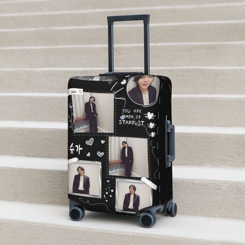 Vỏ Bọc Vali Hành Lý Chống Trầy 18-32 Inch In Hình BTS SUGA Agust D Có Thể Giặt Sạch