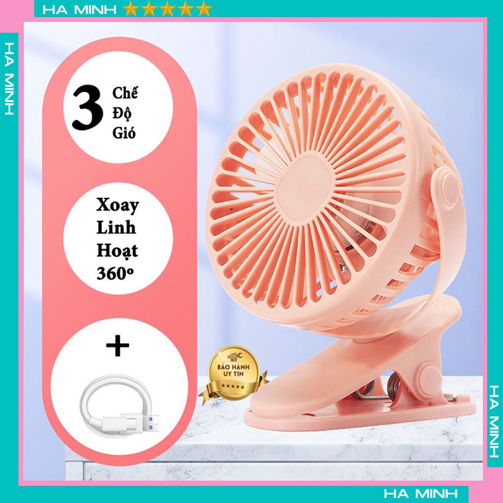Quạt Kẹp Bàn Tích Điện pin 4800mah  Xoay 360 độ Tiện Lợi Q5