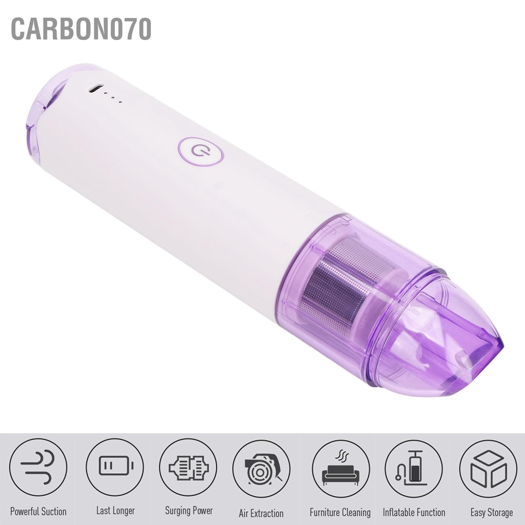 Carbon070 Máy Hút Bụi Ô Tô Không Dây Di Động Công Suất Cao 5000Pa Bơm Hơi Kép Sử Dụng Cầm Tay Mini