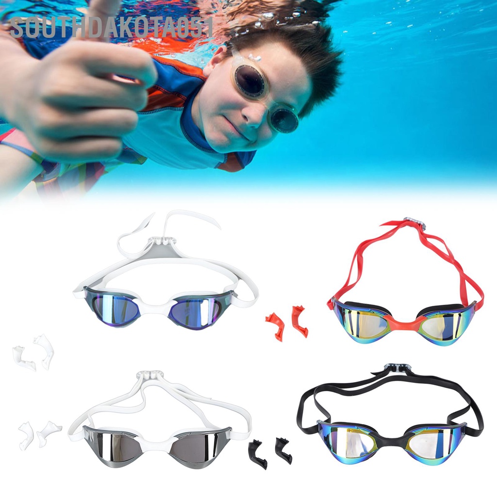Southdakota051 Kính bơi dành cho người lớn Không rò rỉ Bảo vệ khỏi tia cực tím đua Ống kính độ nét cao