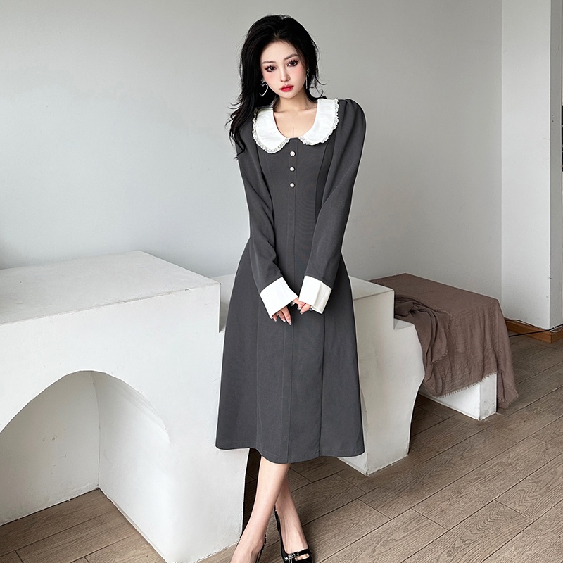 Weird Puss Đầm Chữ A Xếp Ly Cổ Điển Kiểu Pháp Phát Triển Trí Tuệ Feminine Decent And Dignified Dự Tiệc Tối Cho Nữ