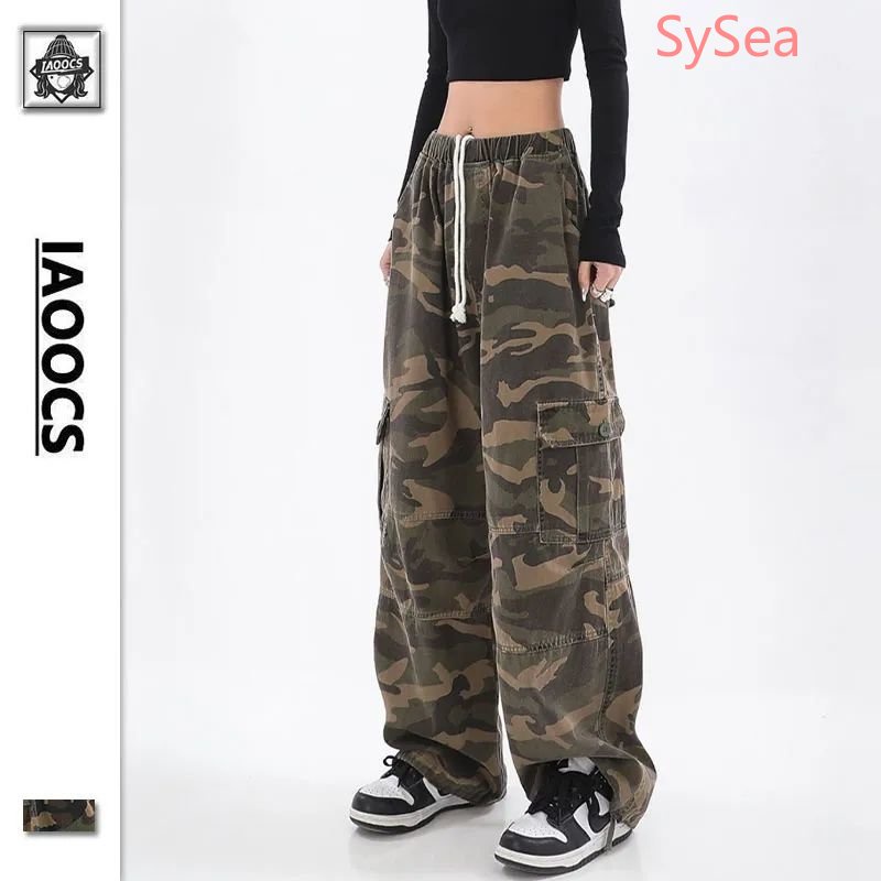 Quần Dài Lưng Cao Dáng Rộng Họa Tiết Rằn Ri Phong Cách Retro Cá Tính