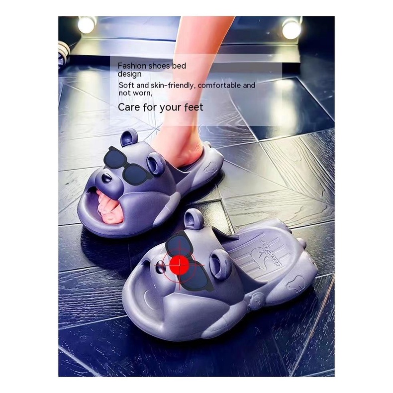 Dép Nhựa Eva Chống Trượt Hình Gấu Đeo Kính Râm Đi Trong Nhà / Ngoài Trời Dễ Thương Chất Lượng Cao Cho Nam Và Nữ