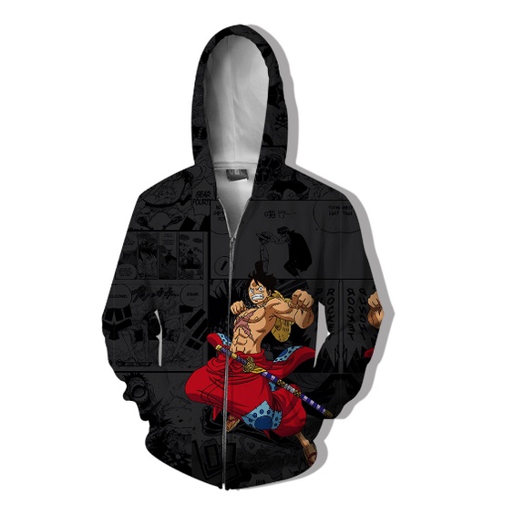 Áo Khoác Khóa Kéo Tay Dài In Hình Nhân Vật Luffy Trong ONE PIECE 3D Thời Trang Cho Nam Và Nữ