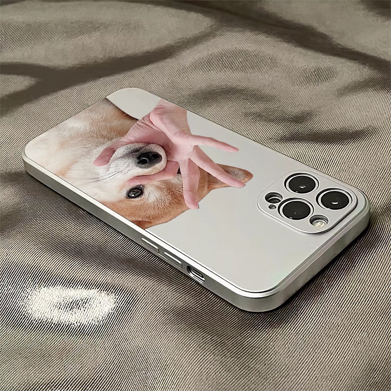 Ốp Điện Thoại TPU Silicon Chống Sốc Mạ Điện Hình Chú Cún Cho IPhone 14 13 12 Pro Max 11 XS XR X 8 7 6S Plus