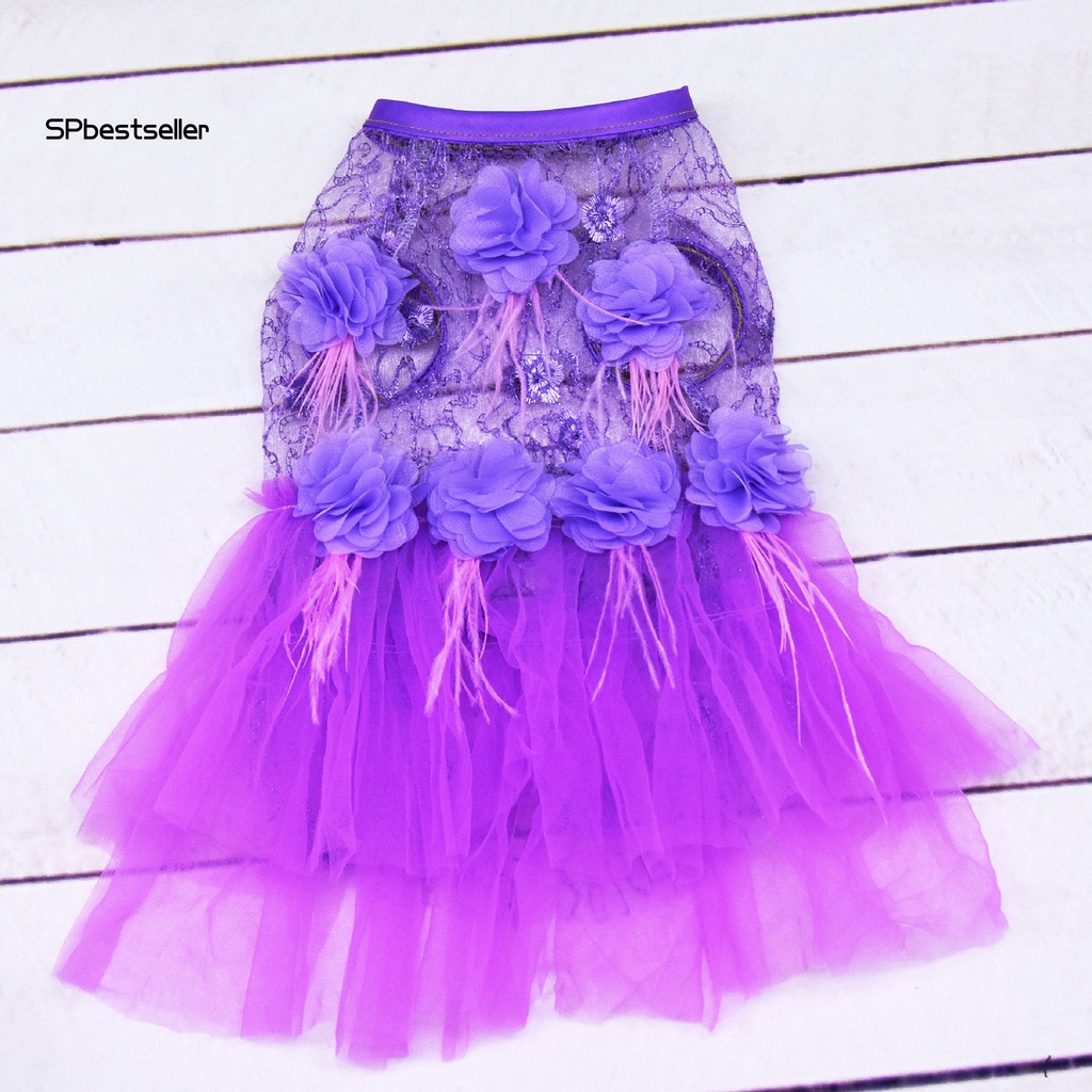 Đầm Công Chúa Không Phai Phối Lưới Thoáng Khí Họa Tiết Hoa Xinh Xắn Cho Cún Cưng Chihuahua