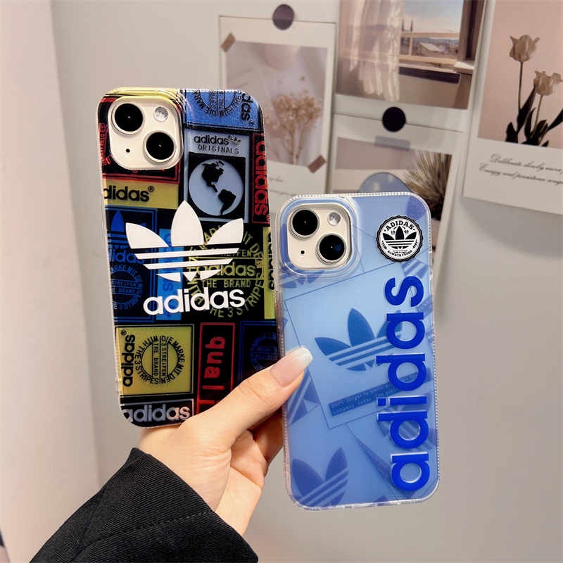 ADIDAS Ốp Điện Thoại Mềm Chống Sốc Họa Tiết Sợi Carbon Cho iPhone 14 Pro Max 14 Plus iPhone 11 12 13 Pro Max
