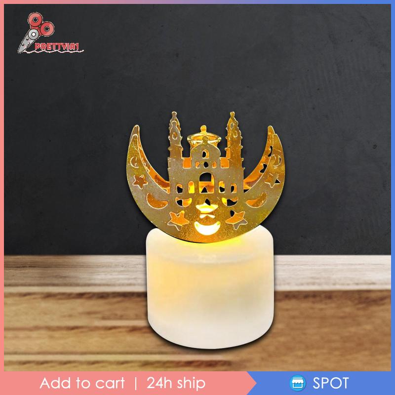 [Prettyia1] Đèn LED Hình Nến Eid Mubarak Trang Trí Bàn Trang Trí