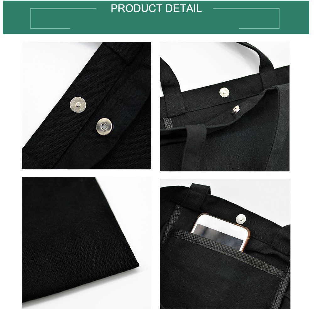 Túi Xách Tay Đeo Vai Bằng Vải Canvas Màu Đen Phong Cách Harajuku Anime Jujutsu Kaisen L5JH