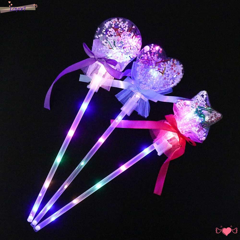 Gậy Phép Thuật Đèn LED Bằng Nhựa Hình Ngôi Sao Trái Tim Trái Tim Thần Kỳ LAYOR1 Cho Bé Hóa Trang