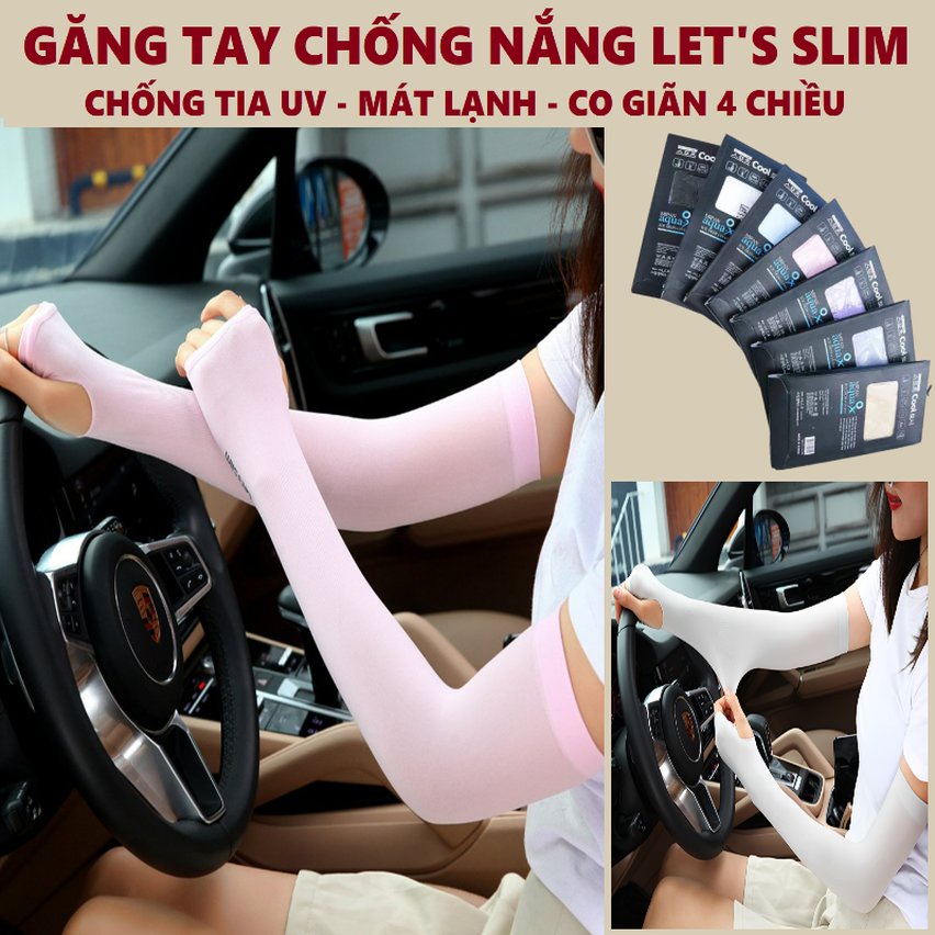 Găng tay chống nắng let's slim bao ống dài tay xỏ ngón đi phượt thể thao vải thun thời trang cho nam nữ