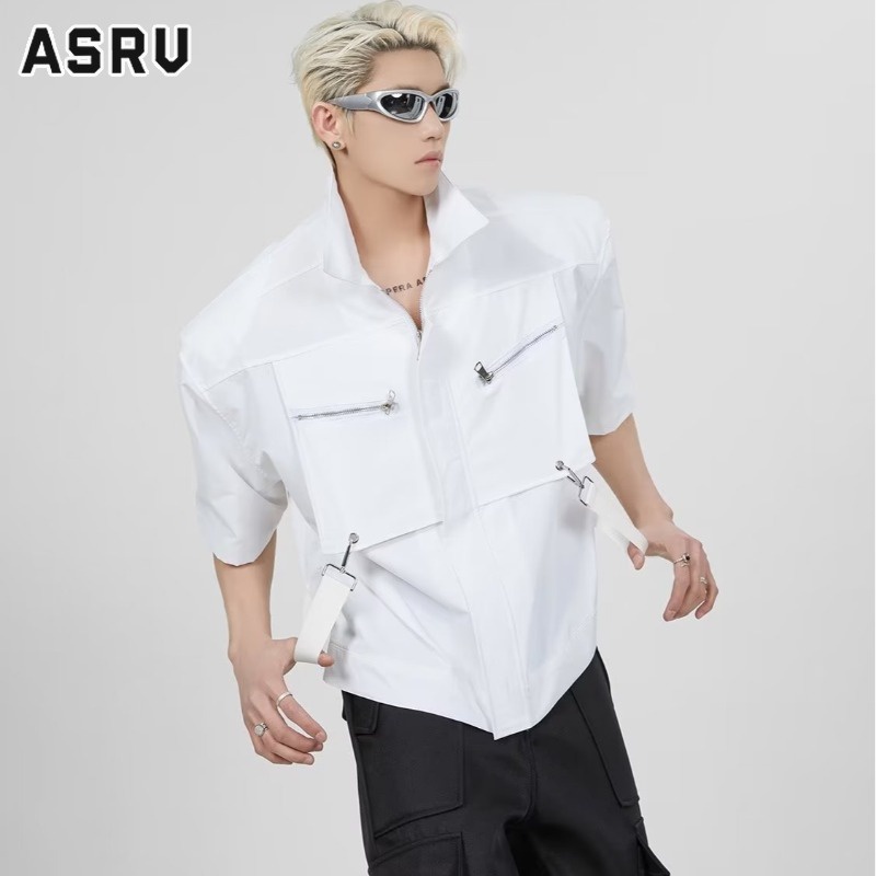 Asrv Áo Thun Tay Lửng Dáng Rộng Đa Năng Phong Cách Đô Thị Thời Trang Nhật Bản Cho Nam