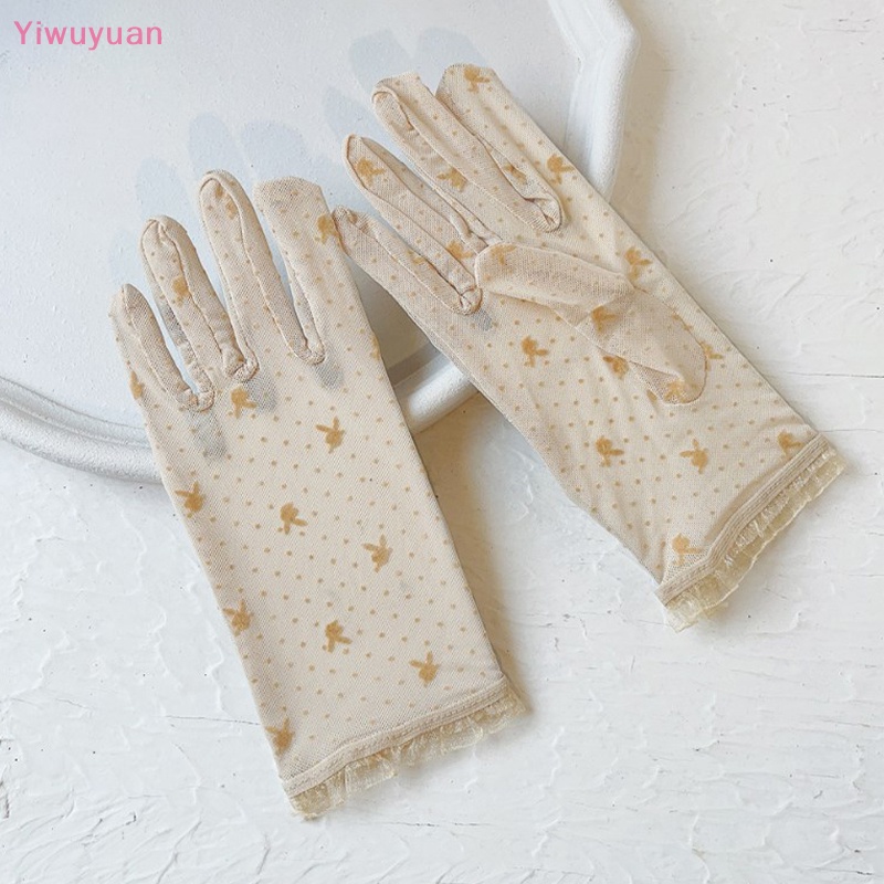 &lt; Yiwuyuan &gt; Găng Tay Lái Xe Ngắn Mỏng Co Giãn Chống Tia UV Màu Vàng Đen Mùa Hè Thu Mới Bảo Vệ Chống Nắng Cho Nữ