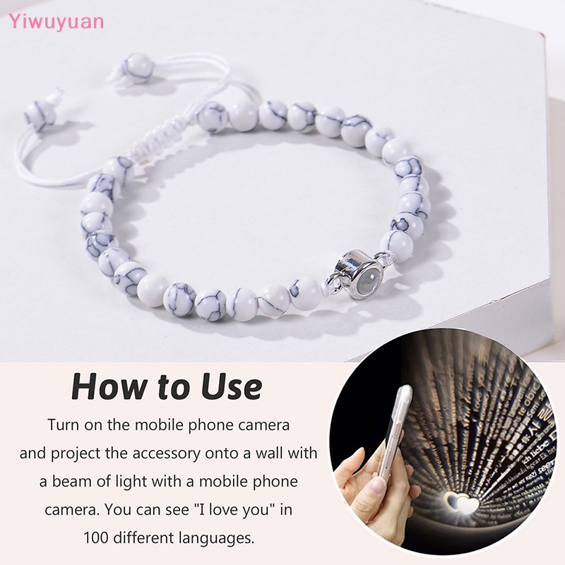 Vòng Đeo Tay 100 Ngôn Ngữ I Love You Bằng Đá Tự Nhiên Mới
