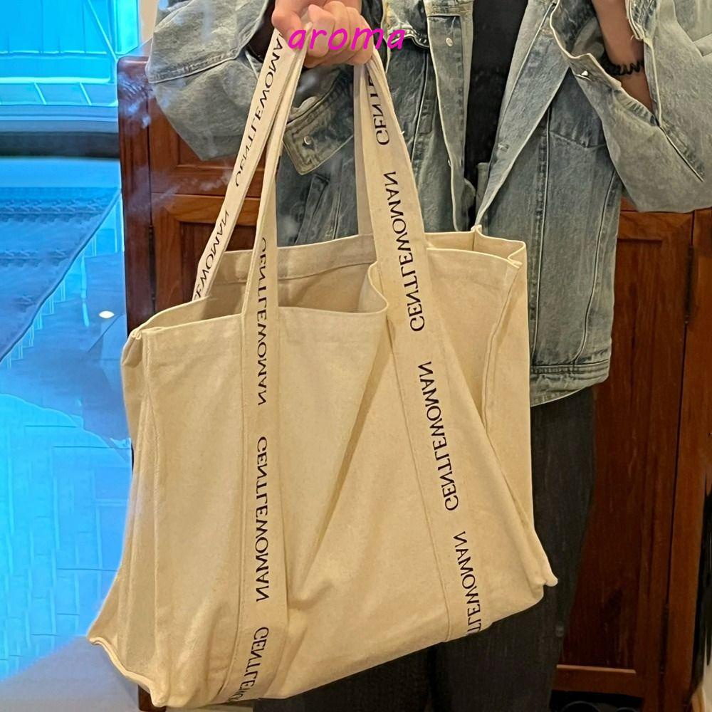 Túi Vải Canvas Đựng Mỹ Phẩm / Son Môi Cỡ Lớn Phong Cách Đường Phố Cho Nữ