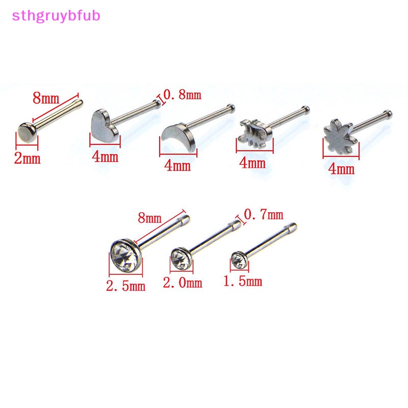 Set 40 Khuyên Mũi Thép Không Gỉ Đính Đá Pha Lê 20G