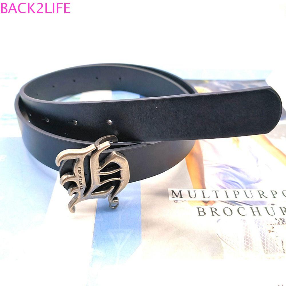 Thắt Lưng Da PU Họa Tiết Chữ Trừu Tượng Đơn Giản Chất Lượng Cao Phong Cách Hàn Quốc Cho Nam Nữ BACK2LIFE