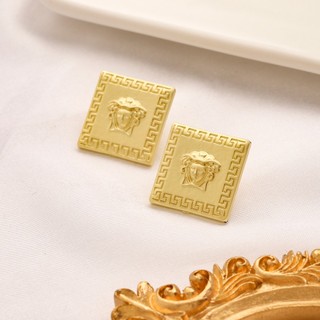 Versace bông tai chữ v bằng thép titan thời trang