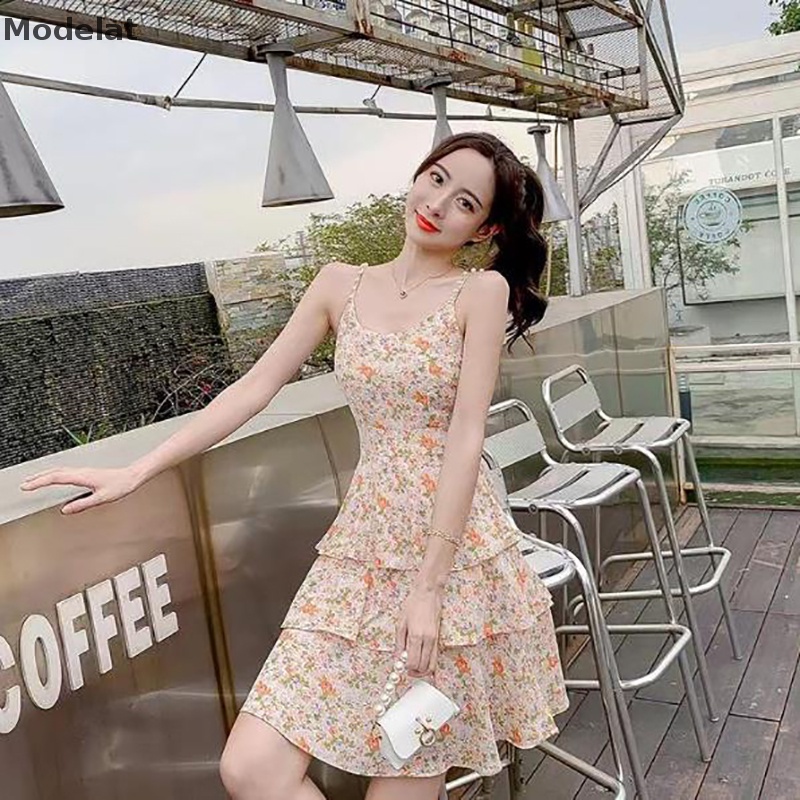 Đầm Hai Dây Dáng Chữ A In Họa Tiết Hoa Cúc Thời Trang Mùa Hè Xinh Xắn Cho Nữ