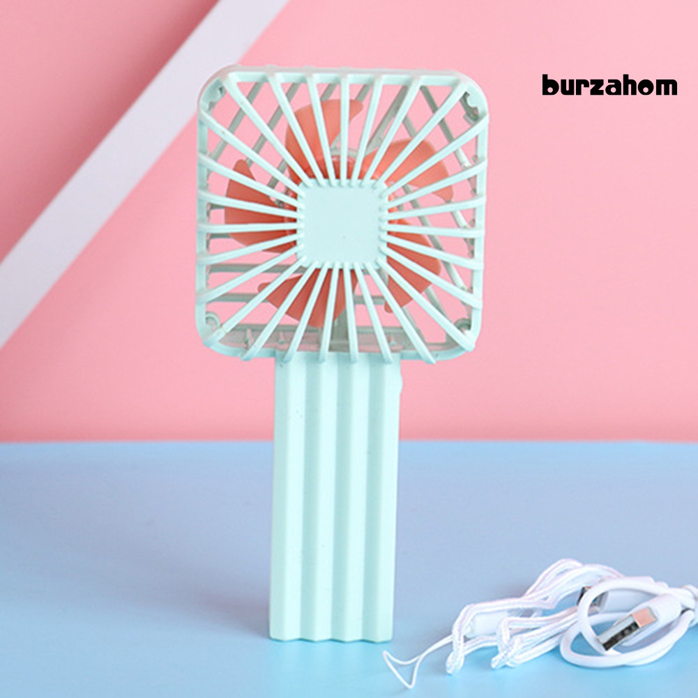 Quạt USB Cầm Tay Hình Vuông / Tròn Có Dây Đeo Tiện Dụng Cho Gia Đình / Văn Phòng
