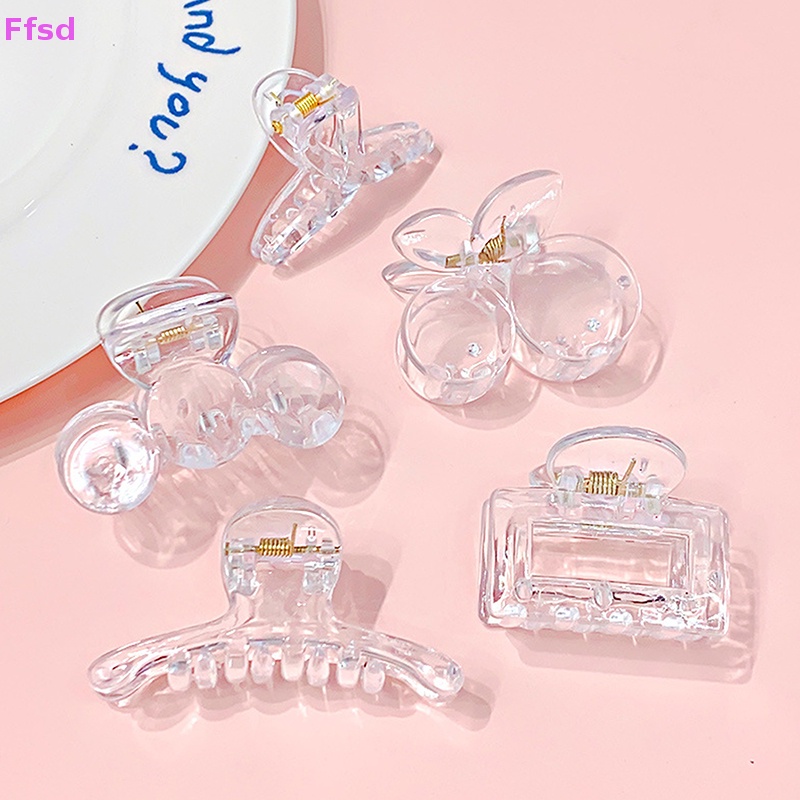 {Ffsd} Set 10 Kẹp Tóc Càng Cua Cỡ Lớn Bằng Nhựa Resin Trong Suốt Đơn Giản Thời Trang Mới Cho Nữ