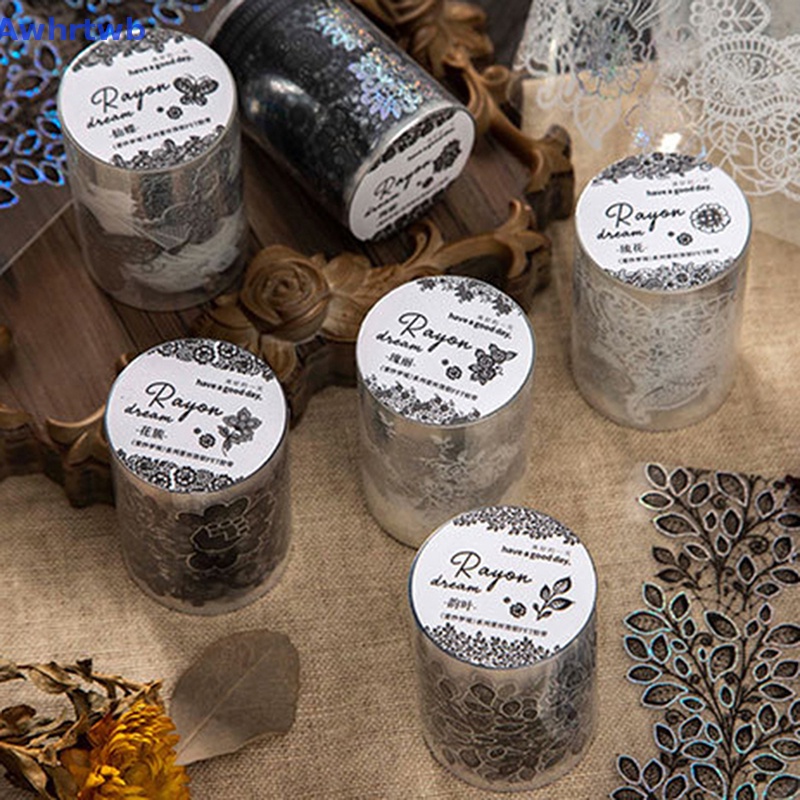 Awhrtwb Cuộn Băng Dính Ren Hoa Cổ Điển 2m Rayon Dream Aesthetic Chống Thấm Nước Làm Sổ Nhật Ký Trang Trí Sổ Lưu Niệm Mới