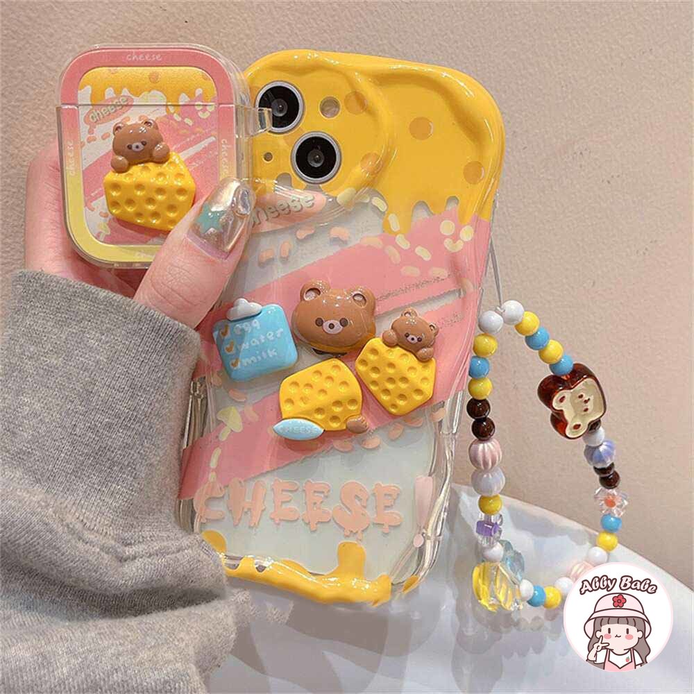 Ốp Điện Thoại TPU Dẻo Hình Gấu Nâu 3D Có Dây Đeo Cổ Tay Chống Va Đập Cho IPhone 14 Pro Max 11 12 11 Pro Max X XS 7Plus