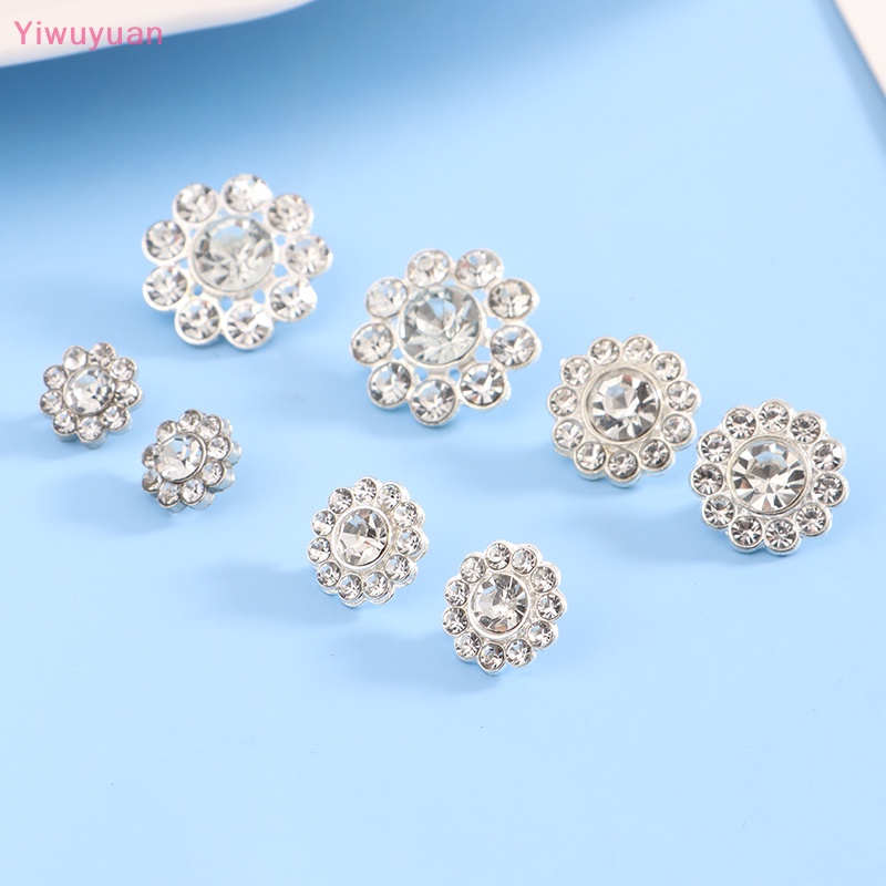 10 Nút Áo Hình Hoa Bằng Kim Loại Đính Đá Lấp Lánh DIY Mới