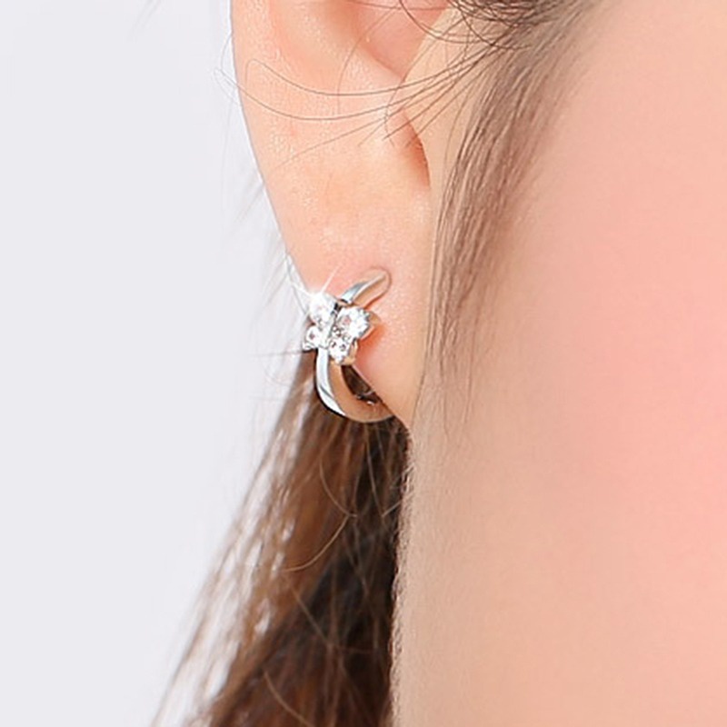 Bông Tai Mạ BạC HìNh BướM ĐíNh Đá ThờI Trang