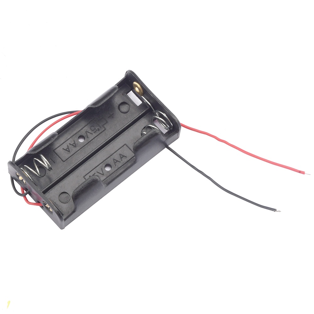 Hộp nhựa đựng pin RIRIHI kèm dây dẫn cho 2xAA 3V