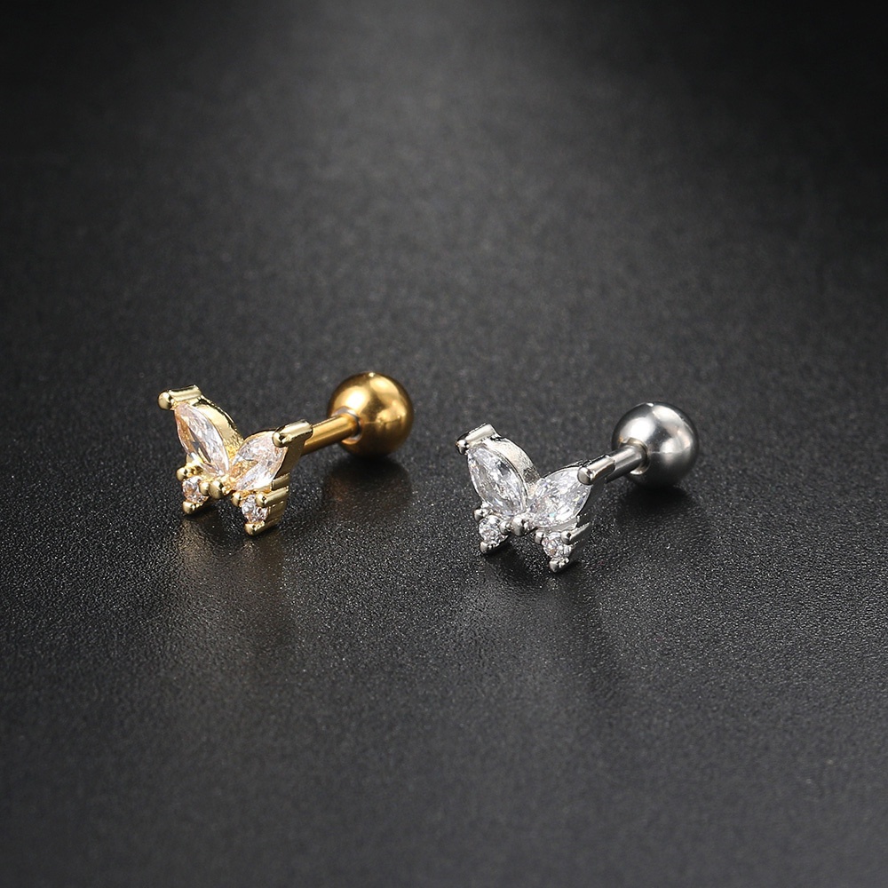 1 Khuyên Xỏ Cơ Thể Hình Bướm Bằng Đá Zircon Màu Vàng Thời Trang Dành Cho Bạn Nữ