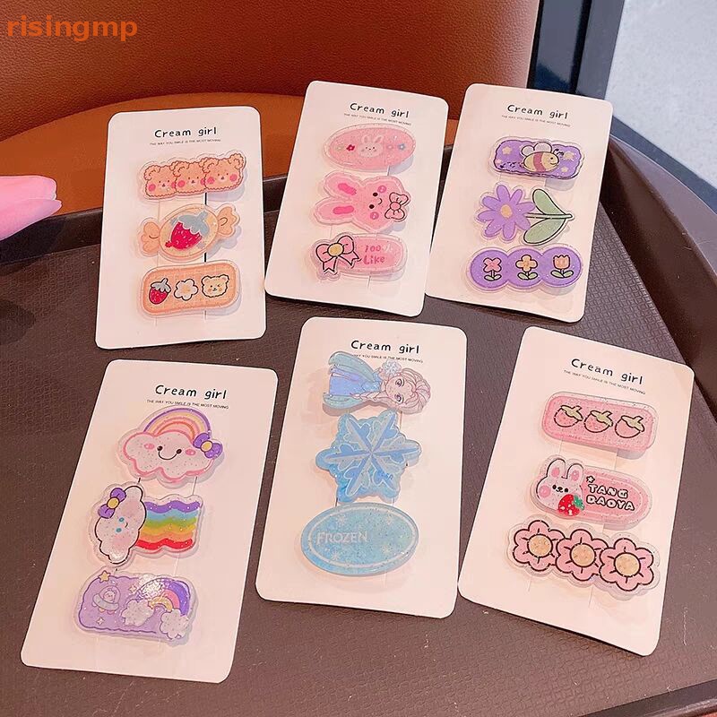Set 3 Kẹp Tóc Hoạt Hình Xinh Xắn Cho Bé Gái