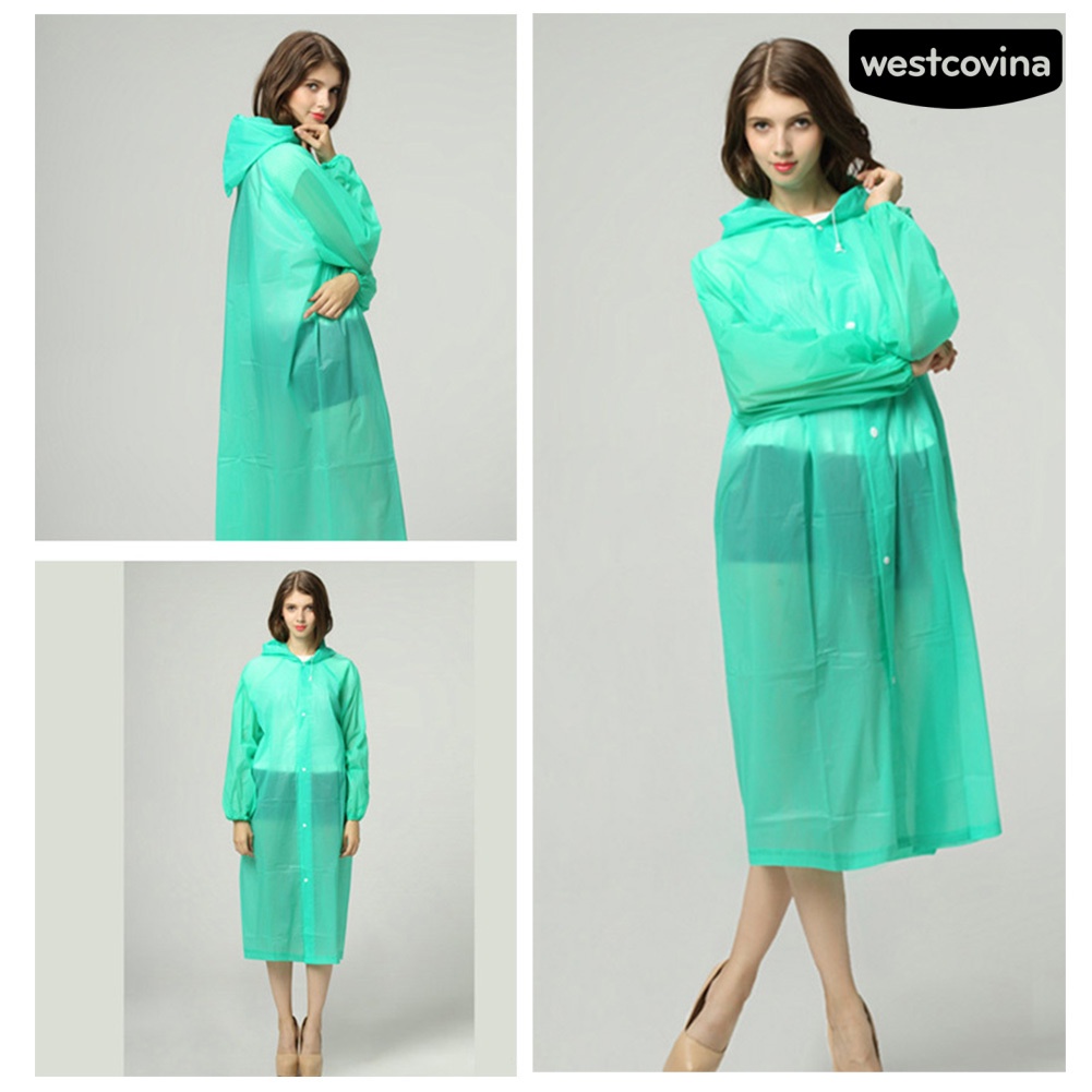 [COD]☁Áo Mưa Di Động Có Mũ Trùm Phối Nút Chống Nước Unisex