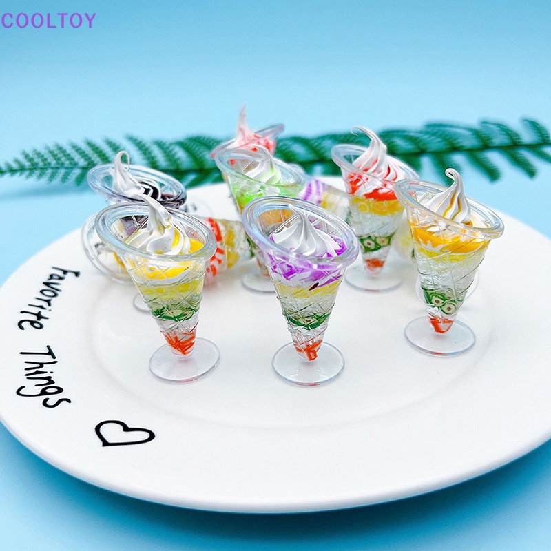Đồ trang trí Ly Kem Mini Bằng Nhựa Resin Màu Dạ Quang Dễ Thương Dùng Trang Trí DIY