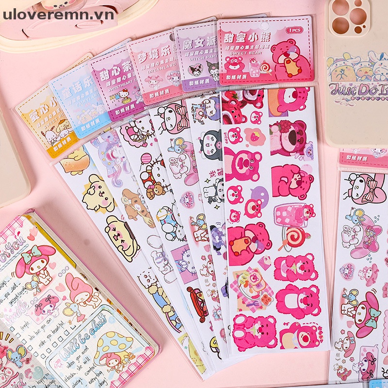 Uloveremn Kawaii Sanrio Nhãn Dán Kuromi Cinnamoroll Anime Dễ Thương Trang Trí Điện Thoại Di Động Cho Bé Gái