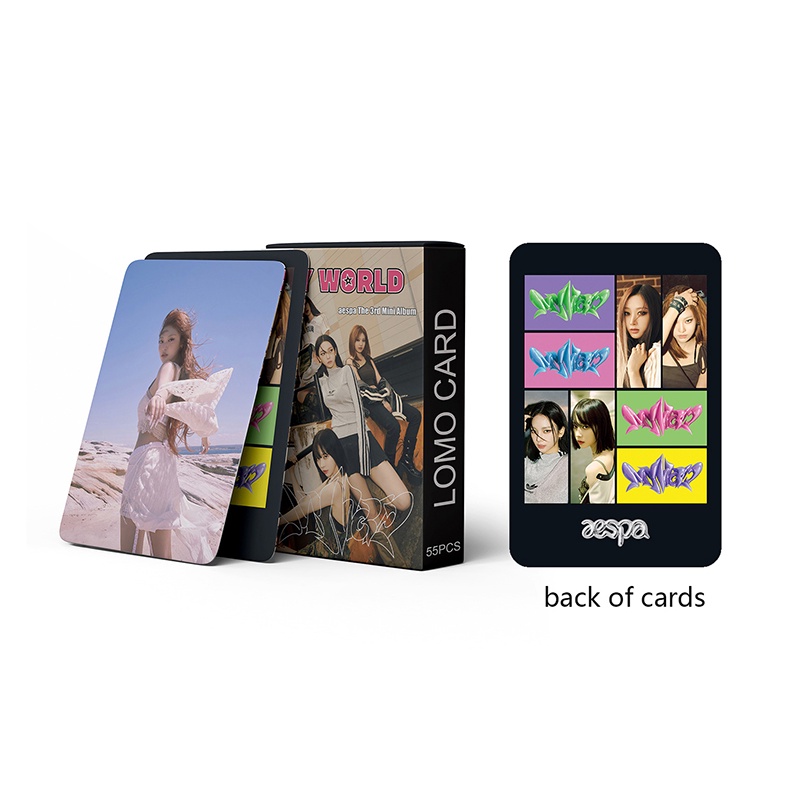 Aespa LOMO Card Set 55 Tấm Thẻ Ảnh MY WORLD Hình Nhóm Nhạc