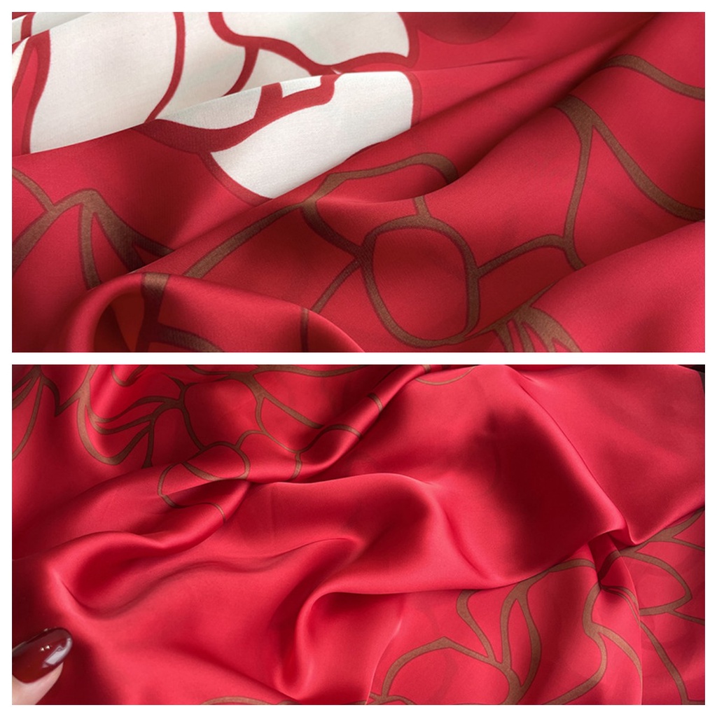 Khăn Choàng Cổ Cỡ Lớn 180X90Cm In Họa Tiết Hoa Đỏ Sang Trọng Thời Trang Cho Nữ