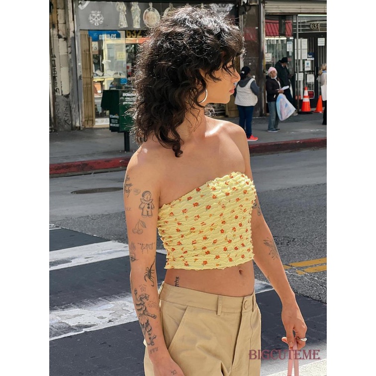 Áo Croptop Trễ Vai In Họa Tiết Hoa Thời Trang Mùa Hè Quyến Rũ Cho Nữ