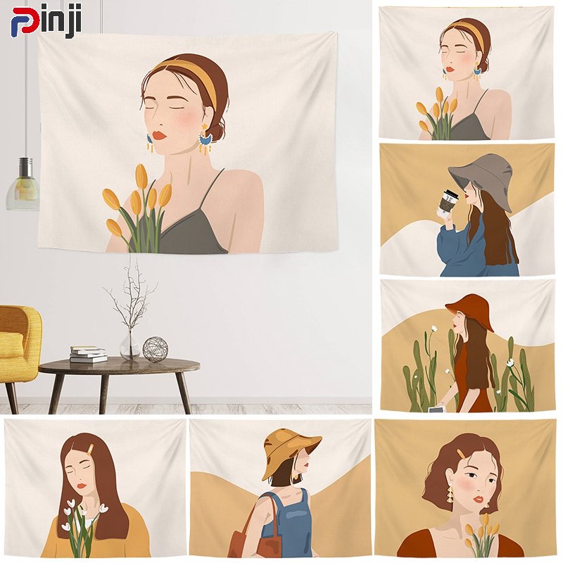 Thảm Treo Tường Trang Trí Hình Cô Gái Dễ Thương