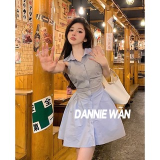 DannieWan  chân váy váy polo nữ váy yếm nữ đầm hở vai váy sơ mi  Phong cách Độc đáo Thời trang Đẹp A22M1OF 36Z230909