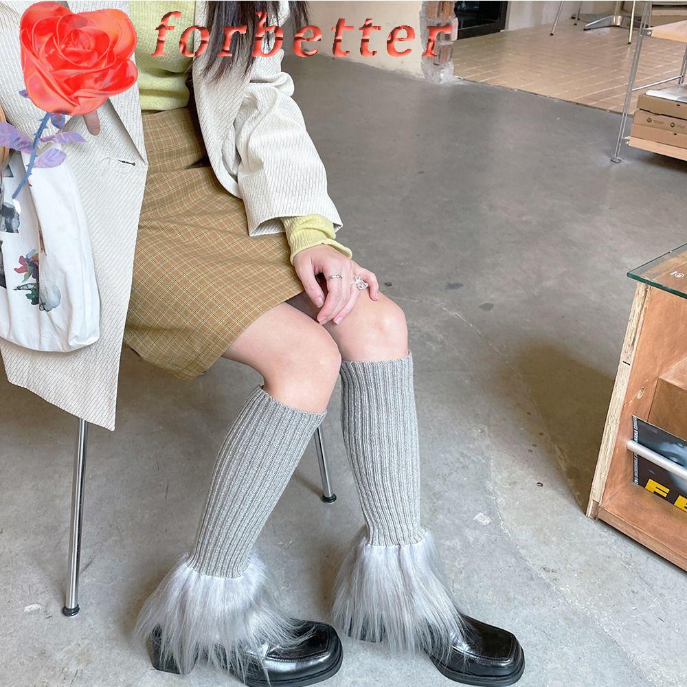 Forbetter Vớ Lông Nhung Dệt Kim Màu Trơn Phong Cách Gothic Harajuku Hàn Quốc Cá Tính Khí Chất