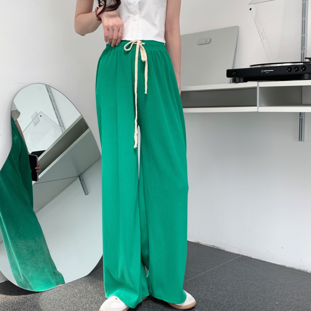 Quần Dài Ống Rộng Lưng Thun Phối Dây Rút Thời Trang Trẻ Trung