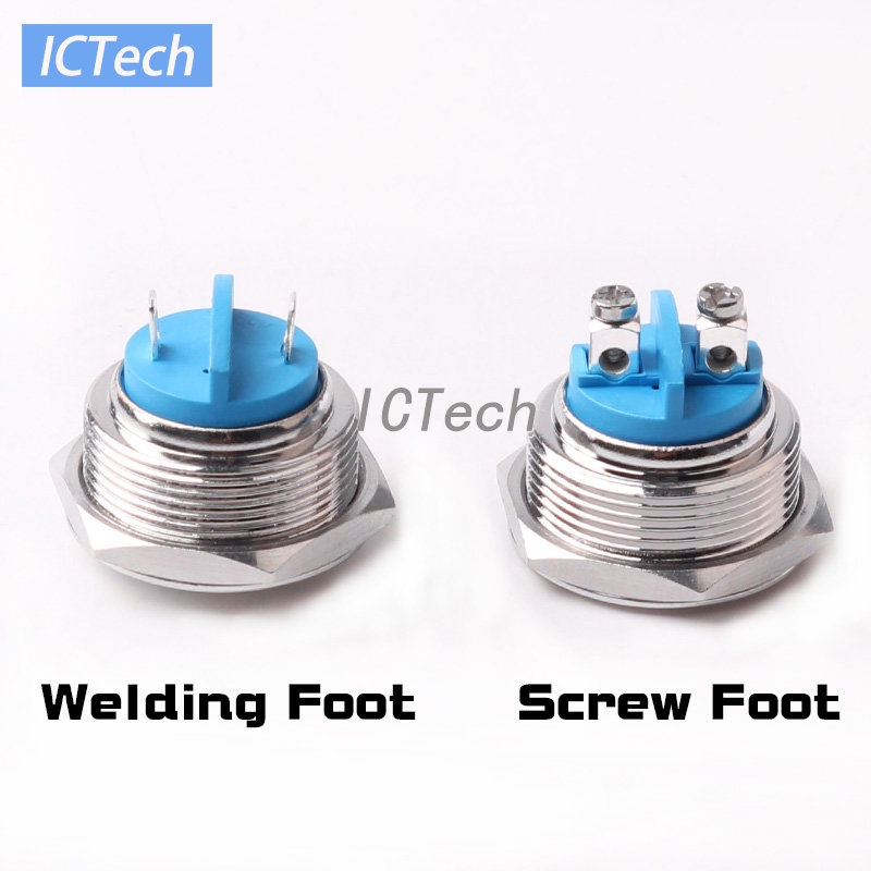 Set 2 Công Tắc Nút Bấm Bằng Kim Loại 16MM 19MM Chống Thấm Nước