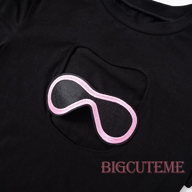 Áo Thun Crop Top Tay Ngắn Màu Đen Thời Trang Mùa Hè Cá Tính Cho Nữ