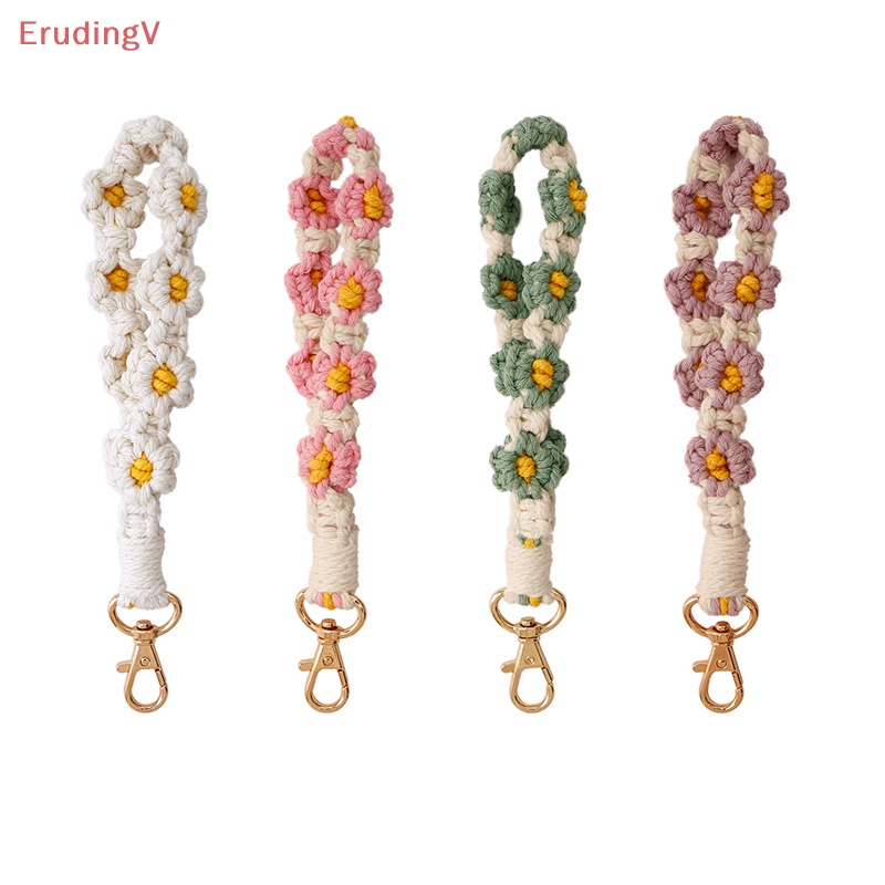 [ErudingV] Móc Khóa Xe Hơi Dệt Thủ Công Đính Hoa Cúc Tua Rua Phong Cách Bohemian [Mới]