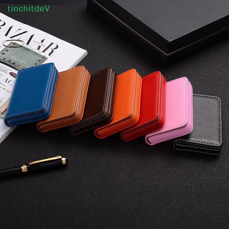 Ví Da PU Đựng Thẻ Tín Dụng / Danh Thiếp Cỡ Lớn Có Khóa Cài Nam Châm Tiện Dụng